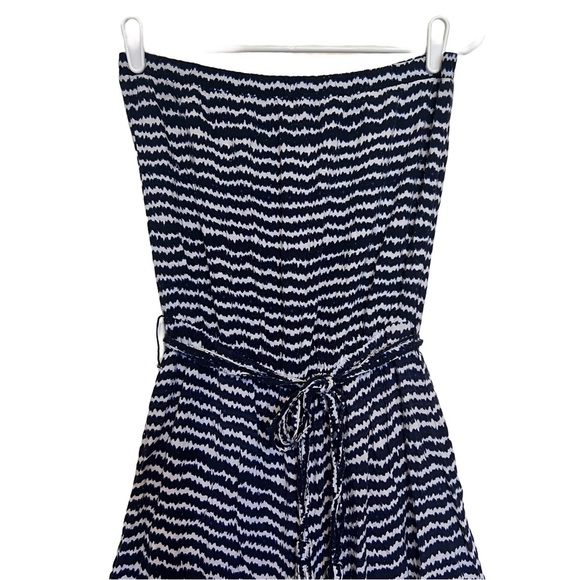 Prelude- Strapless striped jumpsuit. Fringe tassel belt wide leg- Women’s size S - Picture 1 of 7
